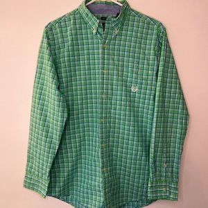 Green Chaps Button Up Long Sleeve Shirt Size Medium